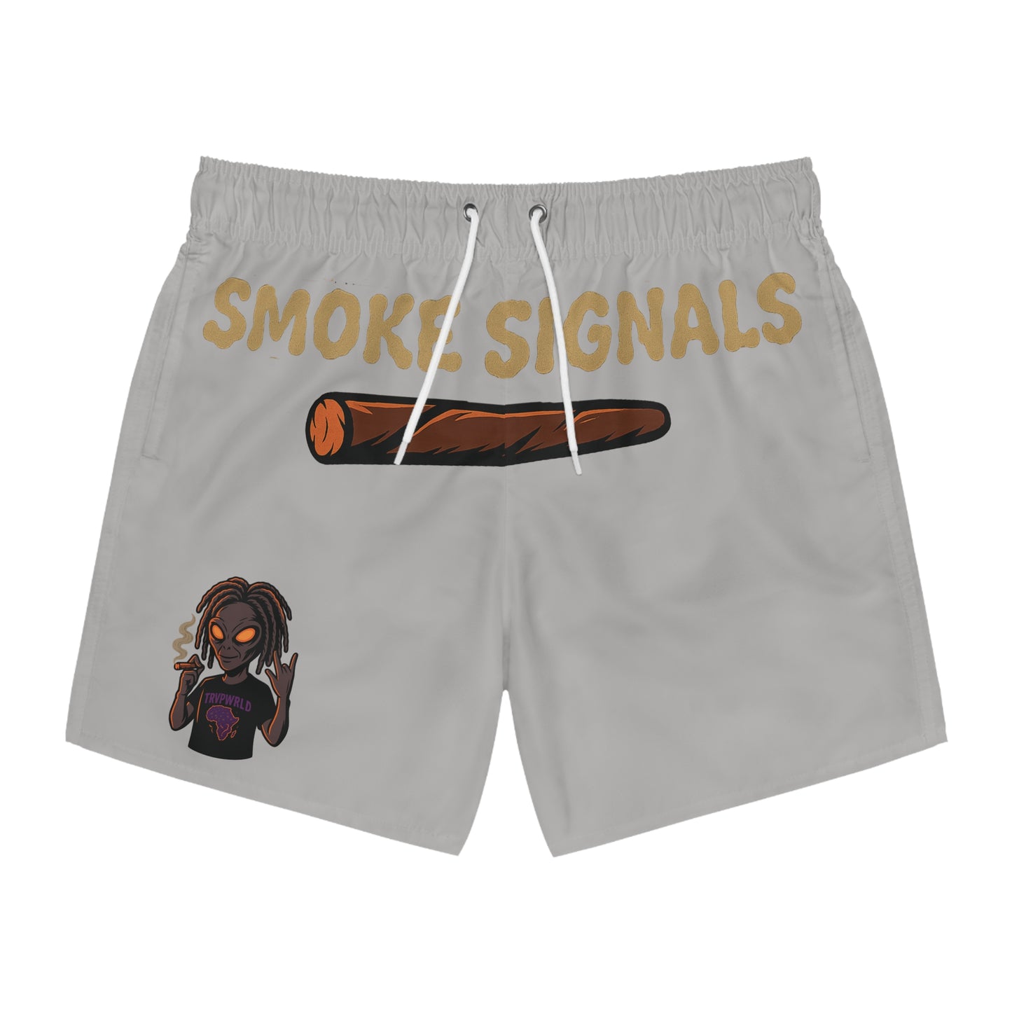 Smoke Signals Swim Trunks light grey – Tribal-Inspired Smoke Print