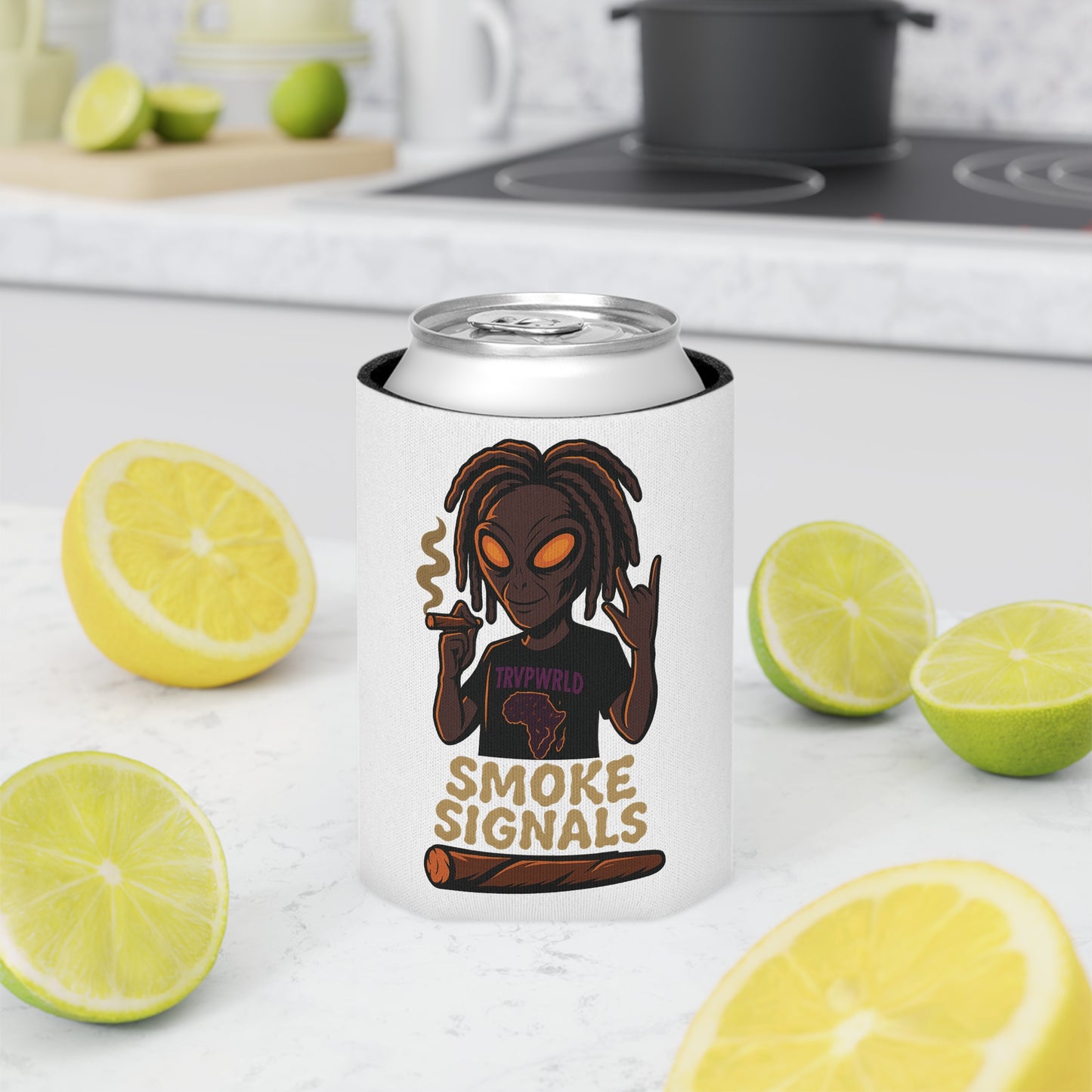 Chill Vibe Can Cooler – Smoke Signals, Party Gift, BBQ Accessory, Festival Gear, Unique Drink Holder